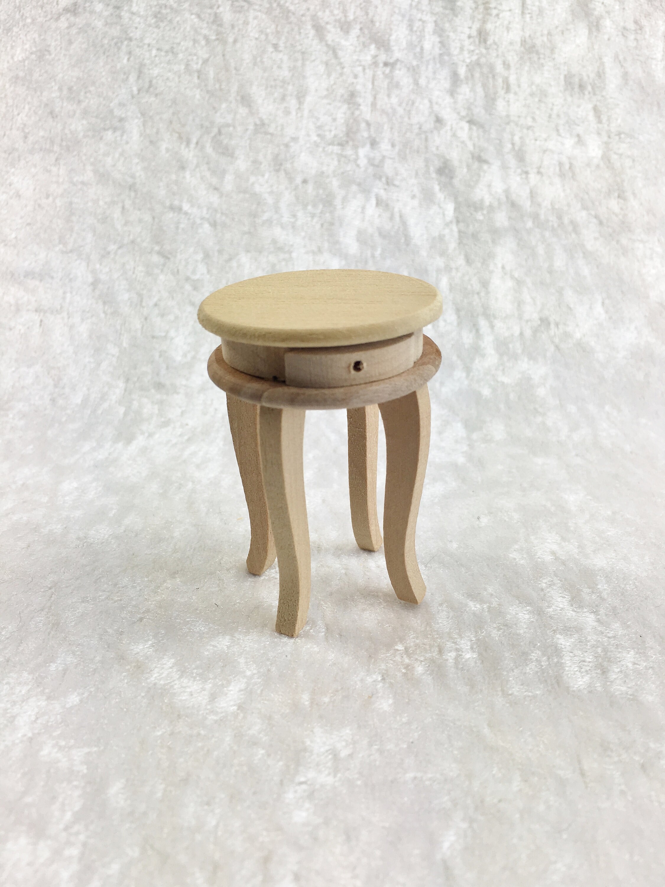 Small Round Side Table With Two Drawers For The Dollhouse