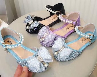 Multiple Colors Sparkle Toddler Mary Jane Shoes, Girls Sequins Sparkle Shoes, Pearl Strap Flower Girl Shoes, Glitter Flower Girl Shoes
