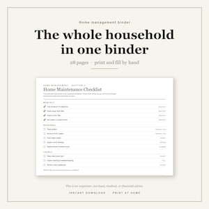 Home Management Binder Printable | Household Organizer Bundle | Medical Medication Log | Important Documents | Caregiver Emergency ICE