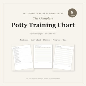 Tableau d'apprentissage de la propreté à imprimer | Tableau quotidien avec autocollants et récompenses | Tableau de progression et liste de contrôle pour l'apprentissage de la propreté chez les tout-petits