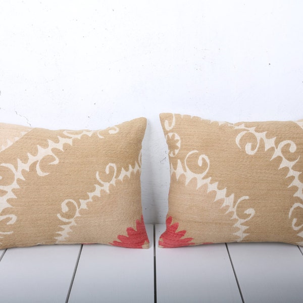 15 x 18 Decorative Pillow Accent Pillow Throw Pillow Suzani Pillow Cover Vintage Pillow Soft White Set of 2 - 03373-152