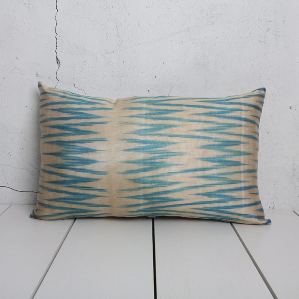 14 x 23 Decorative Pillow Ikat Pillow Cover Throw Pillow Accent Pillow Silk Pillow Blue Cushion - 03529-64