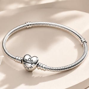 Moments hjärtspänne ormkedjearmband | Sterlingsilverberlockarmband | Minimalistisk stapelbar present till kvinnor