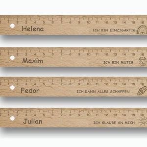 Holzlineal 17 cm mit Namen graviert image 1