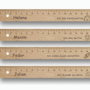 Holzlineal 17 cm mit Namen graviert Bild 1