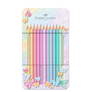 12 Faber-Castell Sparkle Pastell Buntstifte im Metalletui, individuell mit Namen graviert image 2