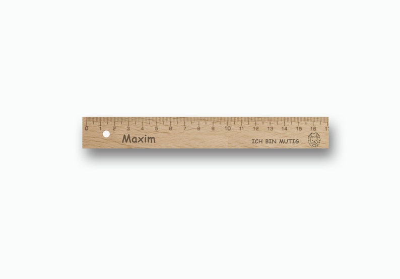 Holzlineal 17 cm mit Namen graviert Löwe