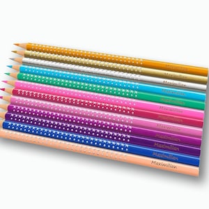 12 Faber-Castell Sparkle Buntstifte im Metalletui, individuell mit Namen graviert