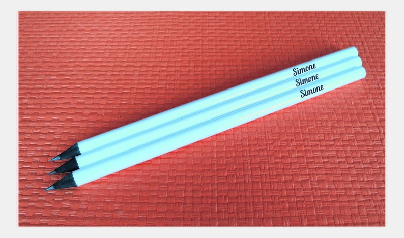 3 excluseve white pencils with individual engravment image 2