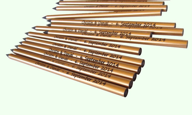 100 Goldene Bleistifte individuell zur Hochzeit Bild 1