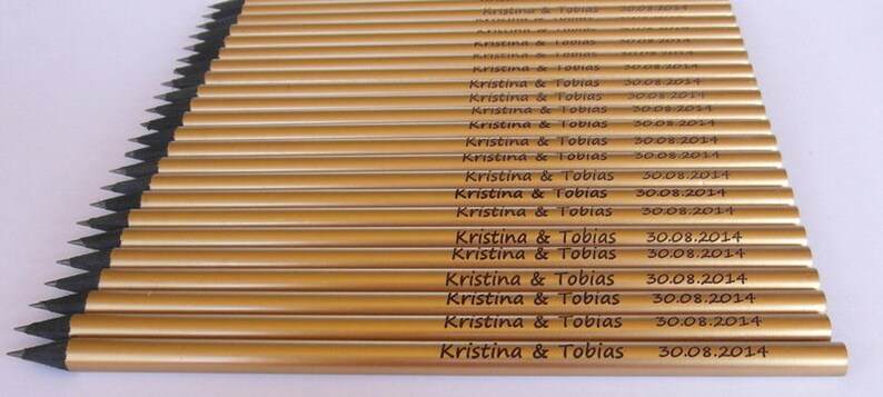 100 Bleistifte mit Namen graviert zur Hochzeit image 3