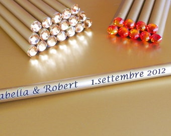 3 Goldene Bleistifte mit Kristall und Namen