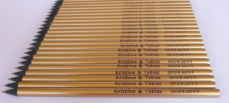 100 Goldene Bleistifte individuell zur Hochzeit Bild 3