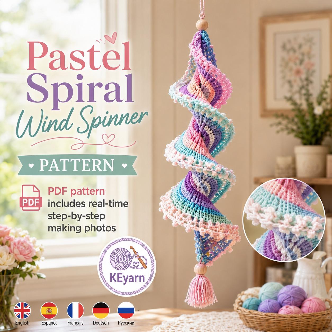 Pastel Spiral Wind Spinner