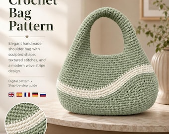 Crochet Hobo Bag Pattern PDF, Shoulder Purse Crochet Pattern, Beginner, Real Time Step by Step Images, Digital PDF + Video Tutorial