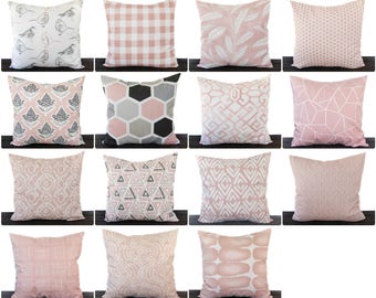 Pink Grey Pillow Etsy