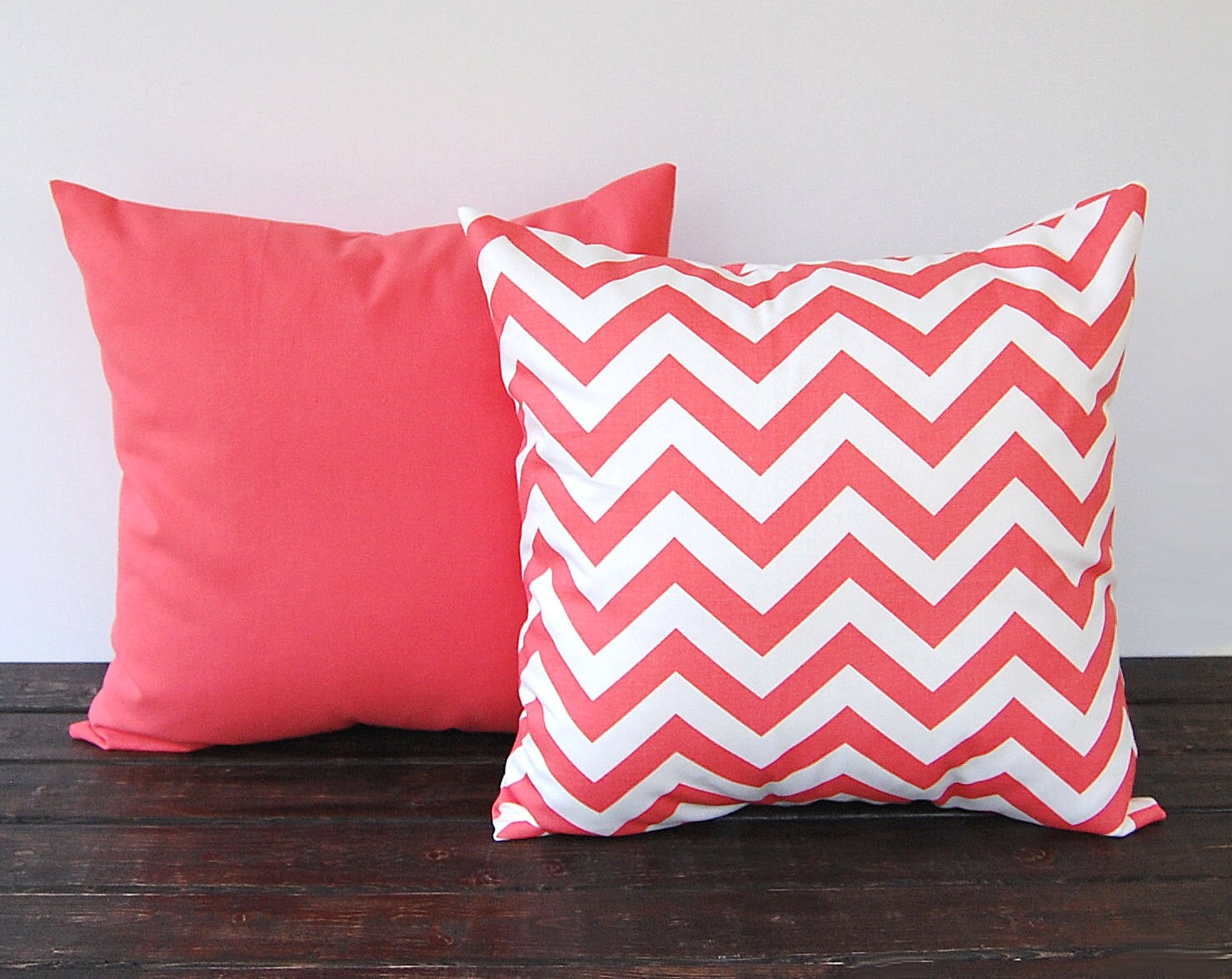 Coral throw pillow covers Pair cushion cover coral chevron Etsy
