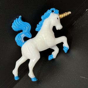 Blue Unicorn Cake Topper: Standing Plastic Decoration with Loop Hole