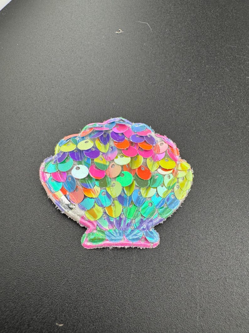 Rainbow Shell Patch, Sequin Nautical Appliqué | Fabric Base | 4.5Cm X 5Cm, Kids Beachwear image 7