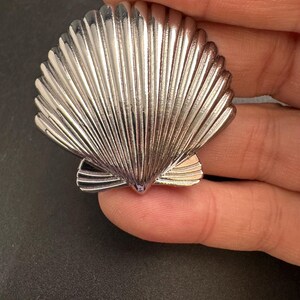 Silver Seashell Button: Large 40mm Nautical Metal Shank