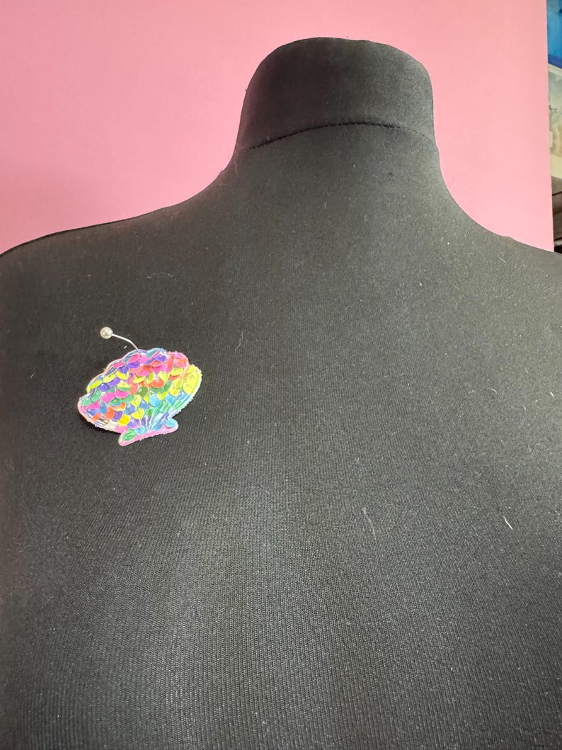 Rainbow Shell Patch, Sequin Nautical Appliqué | Fabric Base | 4.5Cm X 5Cm, Kids Beachwear image 3