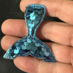 Mermaid Tail Patch, Turquoise Sequin Appliqué | Nautical Accent - Clothing Decoration | 6Cm X 5Cm