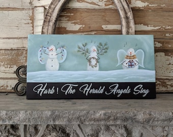 Hark! The Herald Angels Snowman Sing Christmas Holiday Winter Tole painting pattern Epattern Digital Download