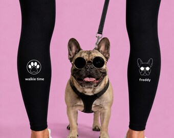 Custom Dog Cat Leggings with Pet Name Personalized French Bulldog Activewear Dog Mom Gift High Waist Yoga Pants Buttery Soft Dog Lover Gift