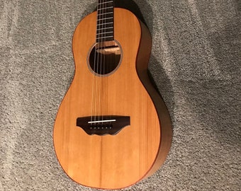 Acoustic Guitar Parlor size, Handmade in USA, Torrified Sitka Spruce Top, Roasted Curly Maple Back and Sides.  Free Shipping to lower 48