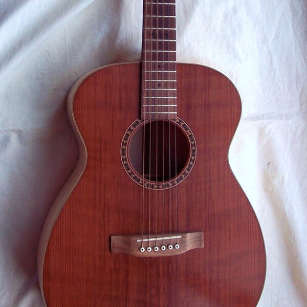 Traditional hand built Custom Acoustic Guitar Redwood and Curly Maple