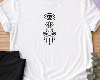 Minimalist Yoga Shirt Third Eye Graphic, Boho Meditation T-Shirt, Spiritual Wellness Tee, Mindful Yogi Gift, Lotus Yoga Top