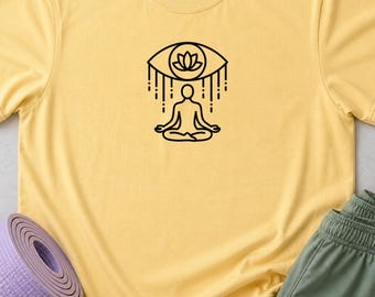 Minimalist Yoga Shirt Third Eye Graphic, Boho Meditation T-Shirt, Spiritual Wellness Tee, Mindful Yogi Gift, Lotus Yoga Top.