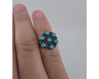 Native American Sterling Silver 925 Turquoise Ring Size 7