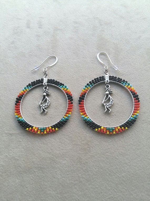 round beaded native earrings