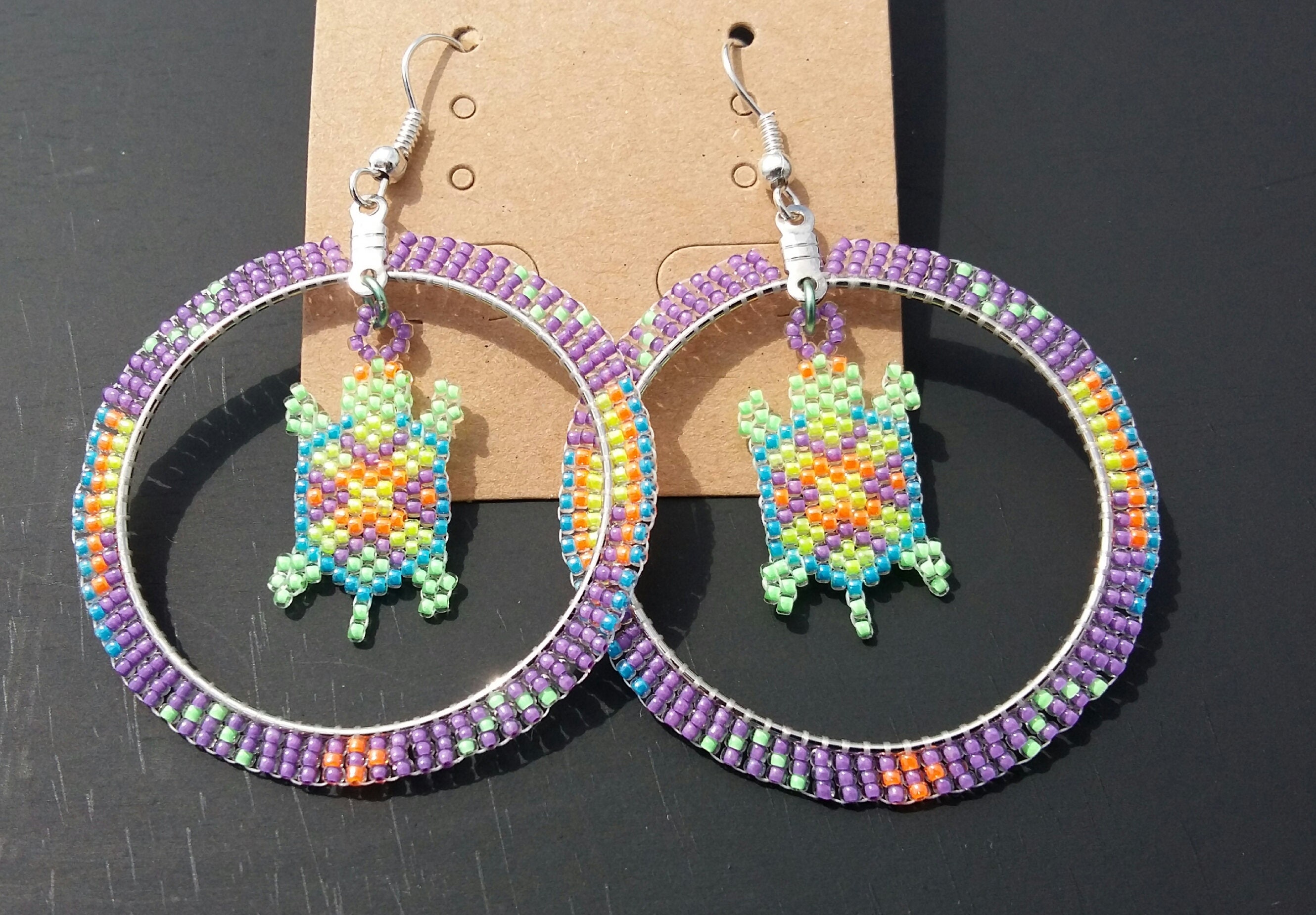 round beaded native earrings