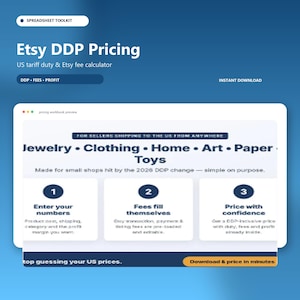 Etsy DDP Pricing Calculator, US Tariff Duty Fee Tool (Digital Download)