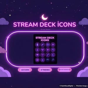 Neon Stream Deck Icons, 126 Cyberpunk-Themes, Twitch Streamer Set (Sofort-Download)