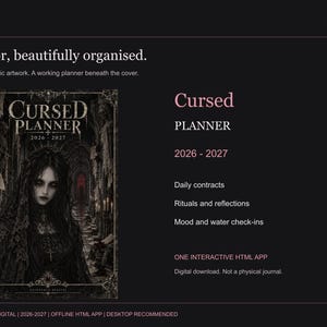 Cursed Horror Digital Planner 2026-2027, Gothic Tasks and Habit Tracker (HTML App)