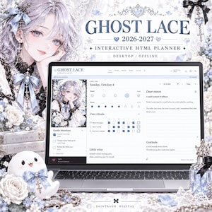 Ghost Lace Gothic Anime Planner 2026-2027, Kawaii Care Journal (HTML-app)