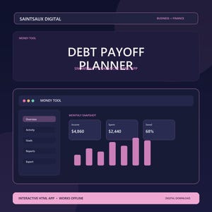 Interactive Debt Payoff Tracker, Snowball Avalanche Planner (HTML File)