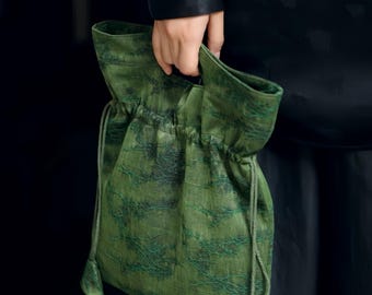 Xiangyunsha Silk Tote Bag – Large Capacity Drawstring Shopping Bag (UNESCO Craft)