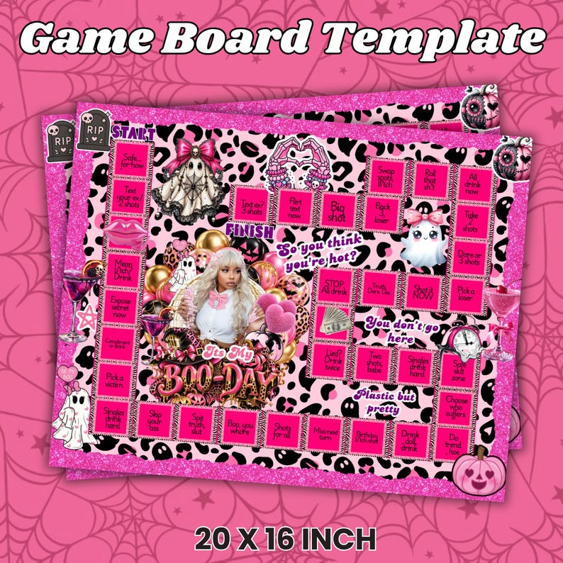 Halloween Birthday Board Game Template, Boo-day Party Game, Pink ...