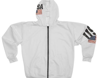 Distressed Stars Stripes Zip Hoodie