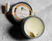 Natural Lip Balm Tin - Honey and Cooling Peppermint - Honey Bee / geometric eco friendly orange yellow lip butter garden