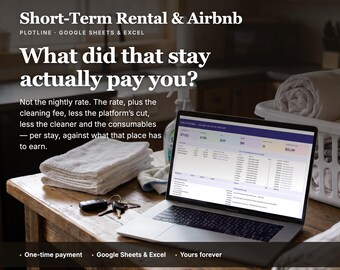 Airbnb Spreadsheet, Short Term Rental Tracker, Vacation Rental Income Expense, Occupancy ADR RevPAR Profit Calculator, Google Sheets & Excel