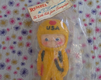 Edward Mobley, astronaut doll, Rempel, The Little Folk from Sunnyslope, in original packaging, rubber squeak toy