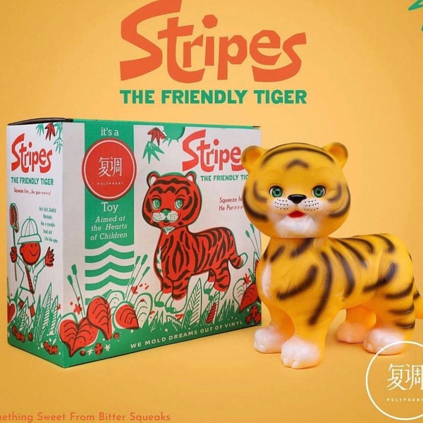 Bitter Squeaks Re-Release Streifen das freundliche Tigerquietschen Spielzeug.