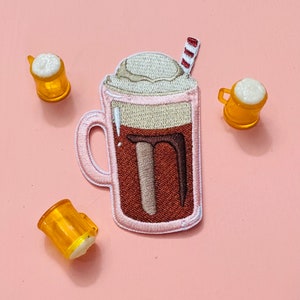 Root beer float fan club iron on embroidered patch