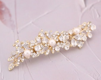 Gold Wedding brooch pin Swarovski pearl brooch pin Wedding dress brooch Bridal dress belt brooch Rhinestone brooch pin Crystal brooch pins