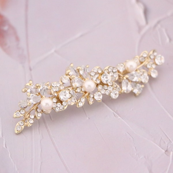 Gold Wedding brooch pin Swarovski pearl brooch pin Wedding dress brooch Bridal dress belt brooch Rhinestone brooch pin Crystal brooch pins